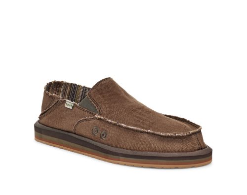 Chaussures Sanuk Vagabond Soft Top Hemp Collapsible Heel Homme - Marron YXZCKB965